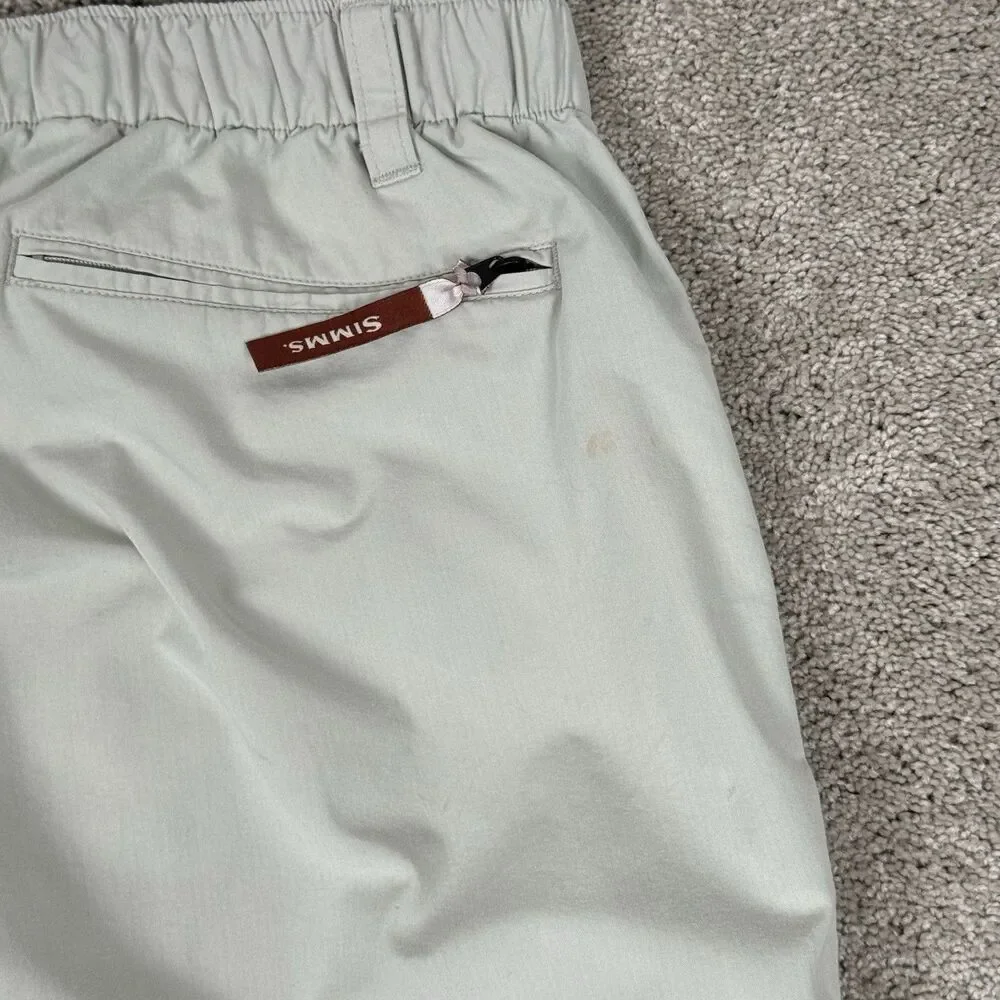 Simms Pants Men XL Beige Cargo Fishing Convertible Stretch Zip Pocket Outdoor